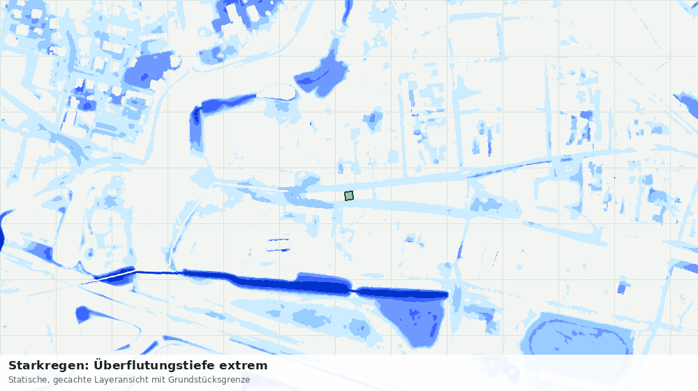 Statische Kartenansicht: Starkregen: Überflutungstiefe extrem