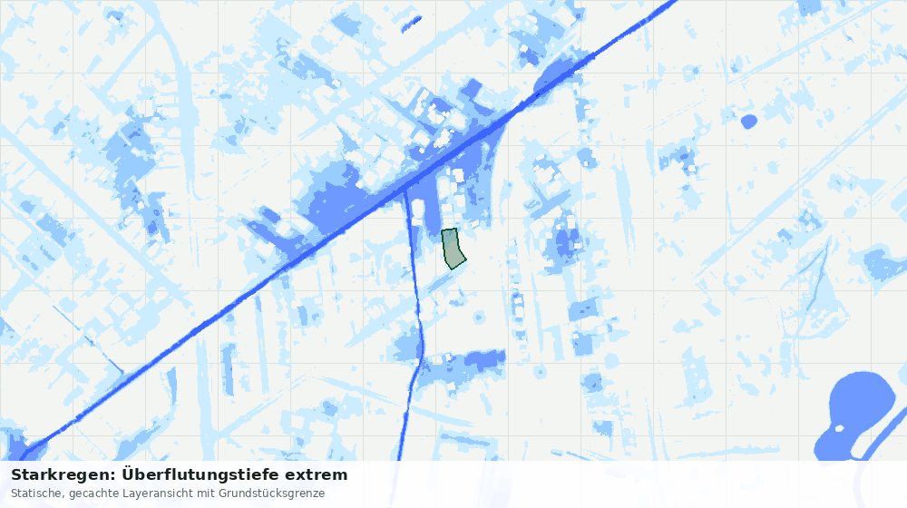 Statische Kartenansicht: Starkregen: Überflutungstiefe extrem