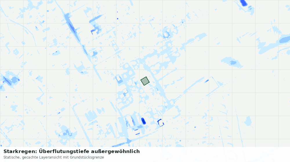 Statische Kartenansicht: Starkregen: Überflutungstiefe außergewöhnlich