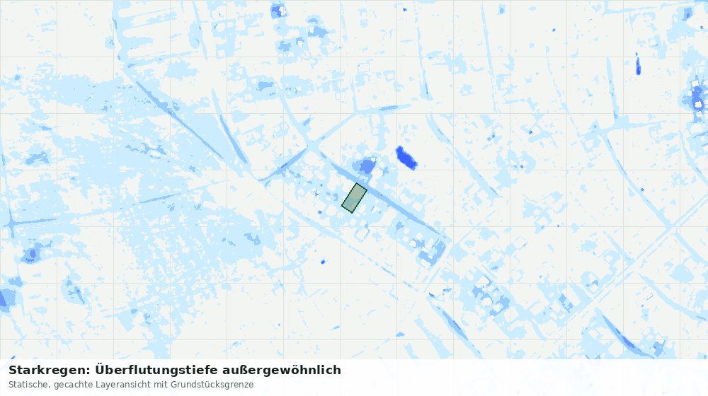 Statische Kartenansicht: Starkregen: Überflutungstiefe außergewöhnlich