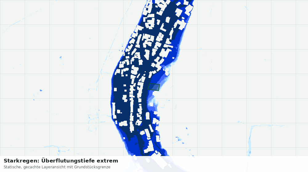Statische Kartenansicht: Starkregen: Überflutungstiefe extrem
