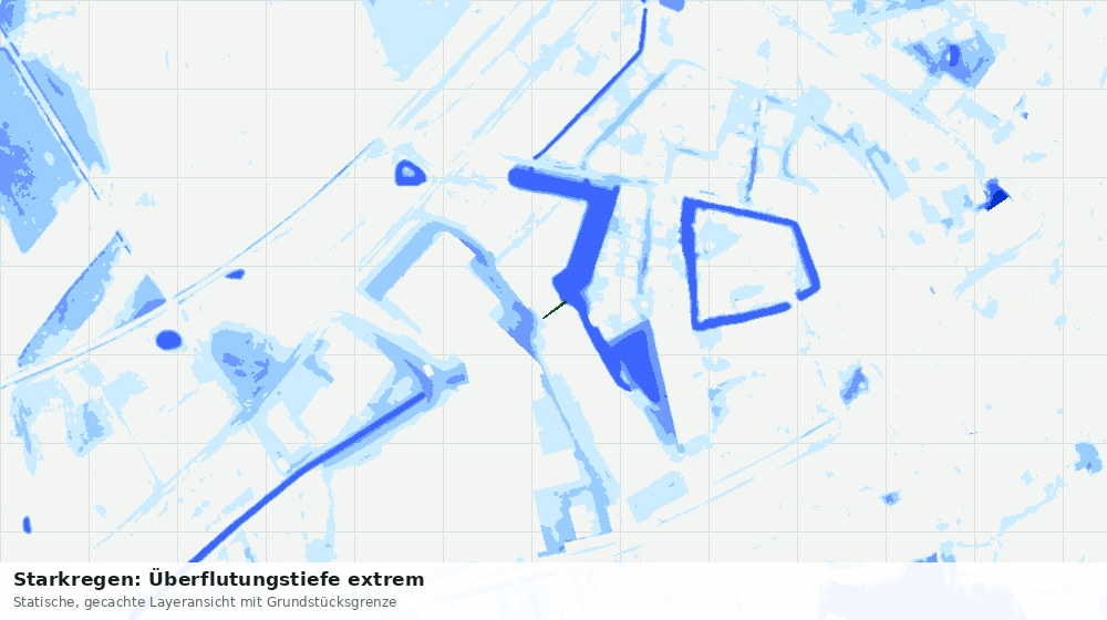 Statische Kartenansicht: Starkregen: Überflutungstiefe extrem