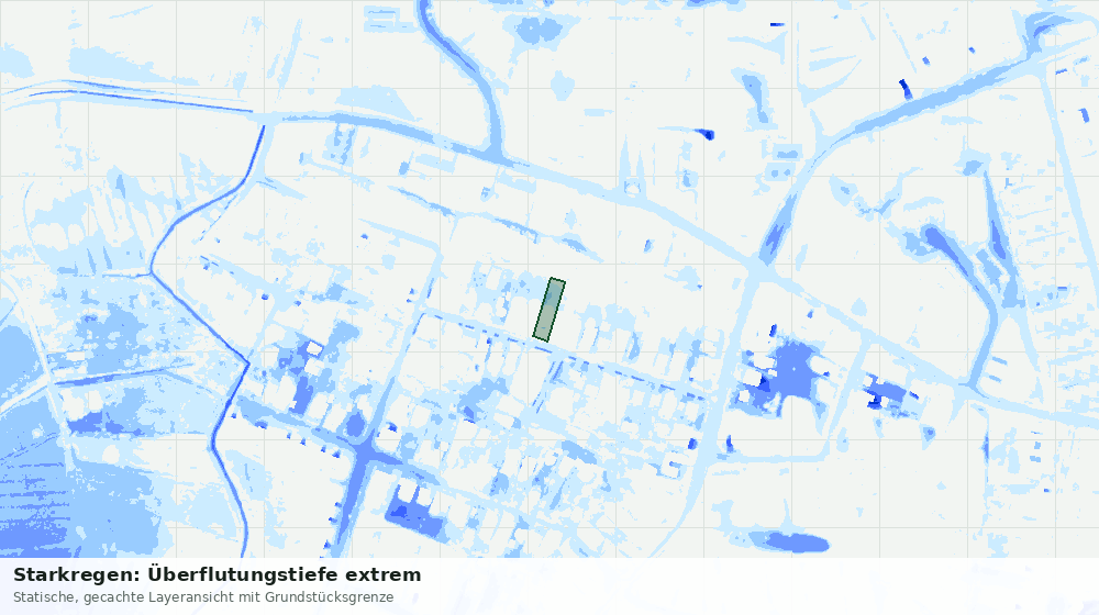 Statische Kartenansicht: Starkregen: Überflutungstiefe extrem