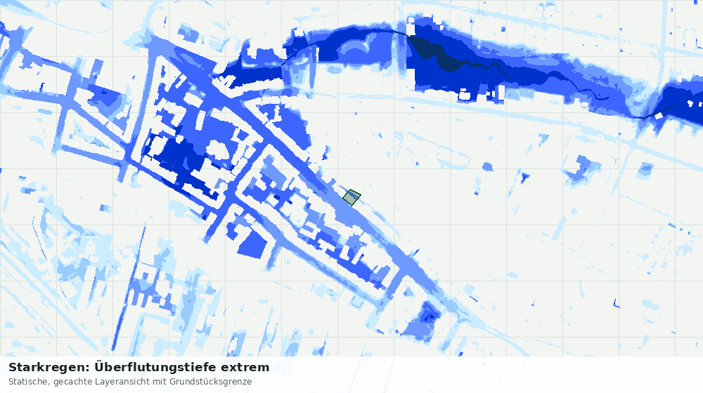 Statische Kartenansicht: Starkregen: Überflutungstiefe extrem