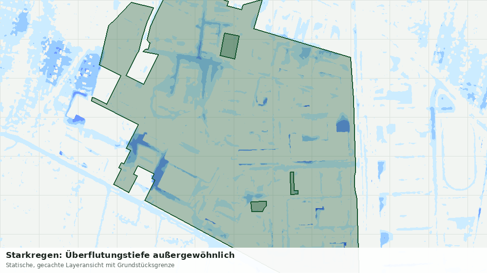 Statische Kartenansicht: Starkregen: Überflutungstiefe außergewöhnlich