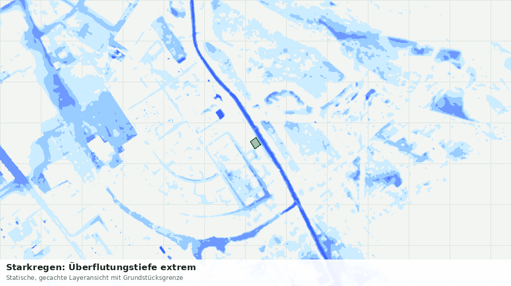 Statische Kartenansicht: Starkregen: Überflutungstiefe extrem