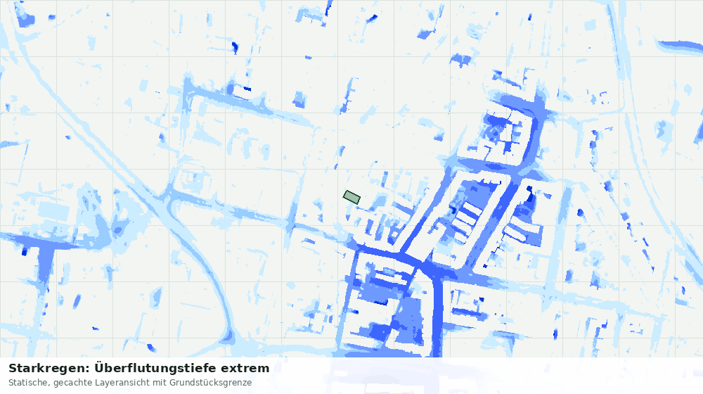 Statische Kartenansicht: Starkregen: Überflutungstiefe extrem