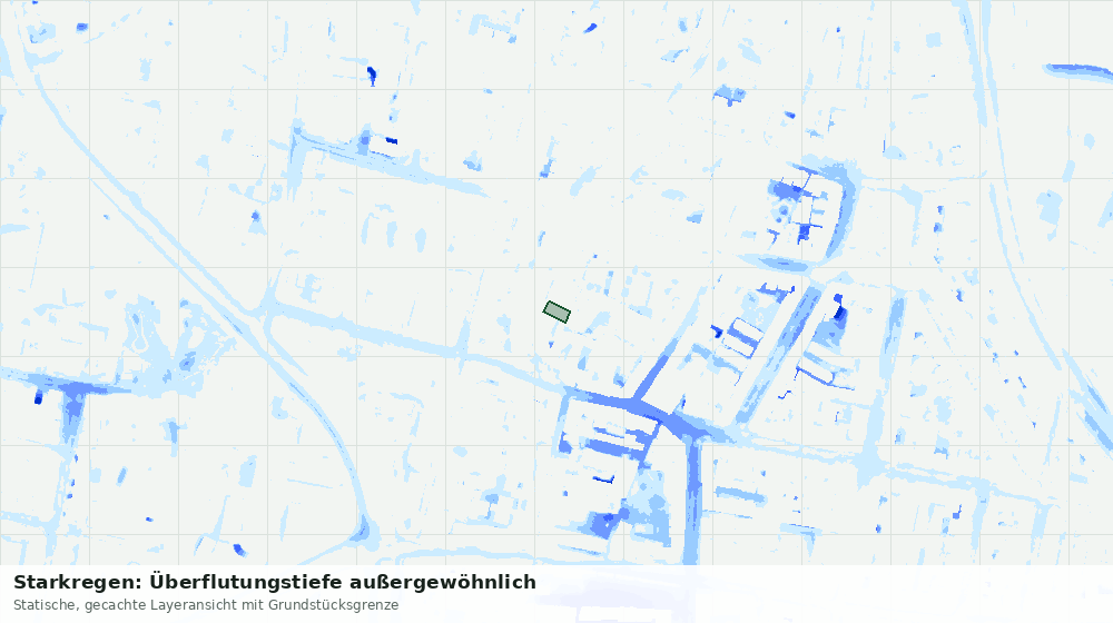 Statische Kartenansicht: Starkregen: Überflutungstiefe außergewöhnlich