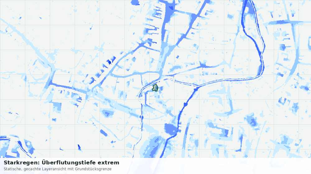 Statische Kartenansicht: Starkregen: Überflutungstiefe extrem