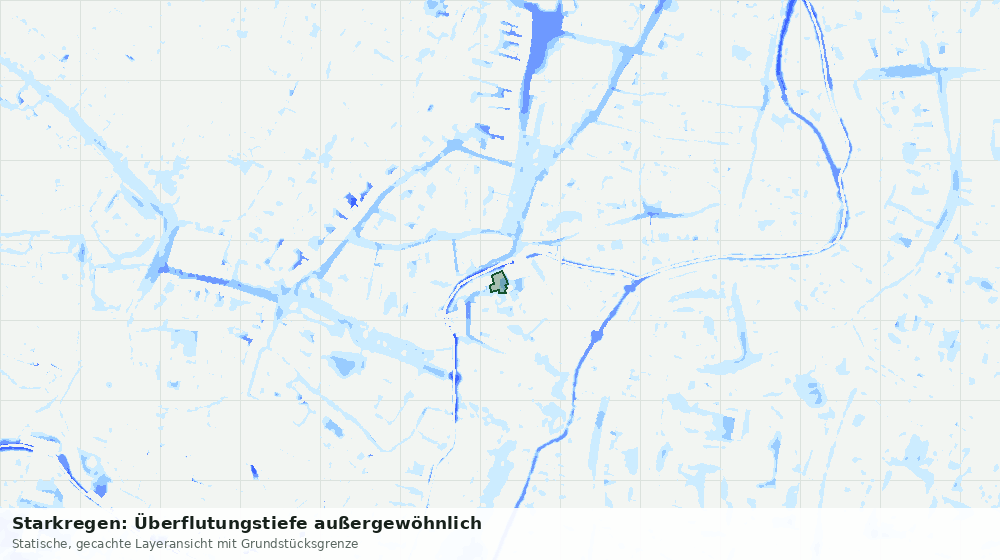 Statische Kartenansicht: Starkregen: Überflutungstiefe außergewöhnlich
