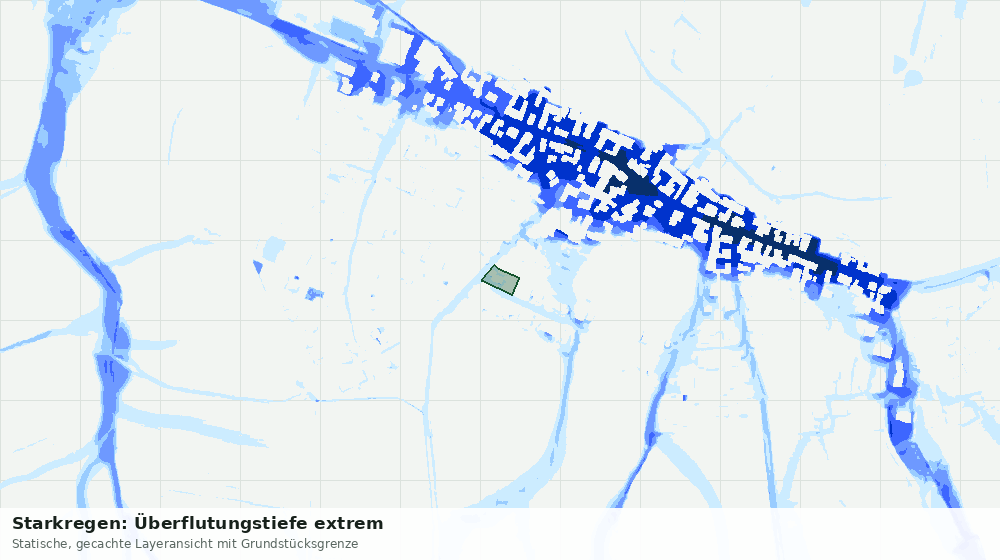 Statische Kartenansicht: Starkregen: Überflutungstiefe extrem