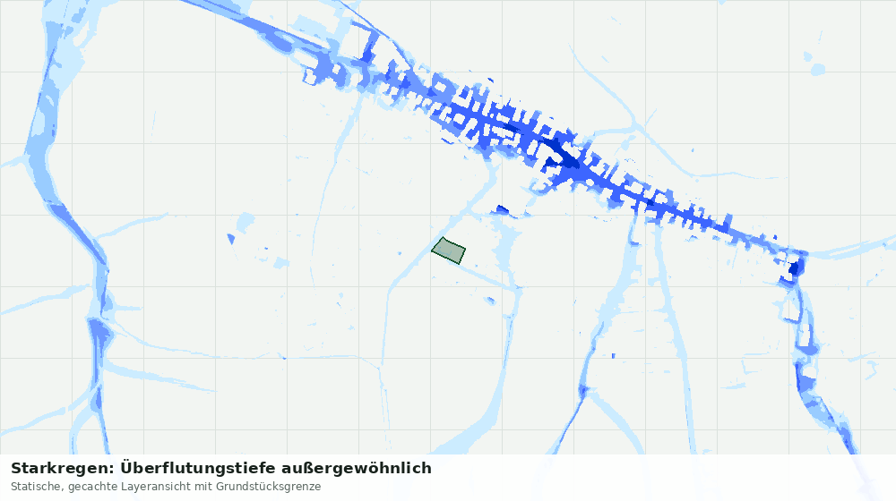 Statische Kartenansicht: Starkregen: Überflutungstiefe außergewöhnlich