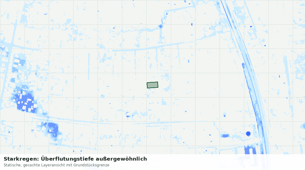 Statische Kartenansicht: Starkregen: Überflutungstiefe außergewöhnlich