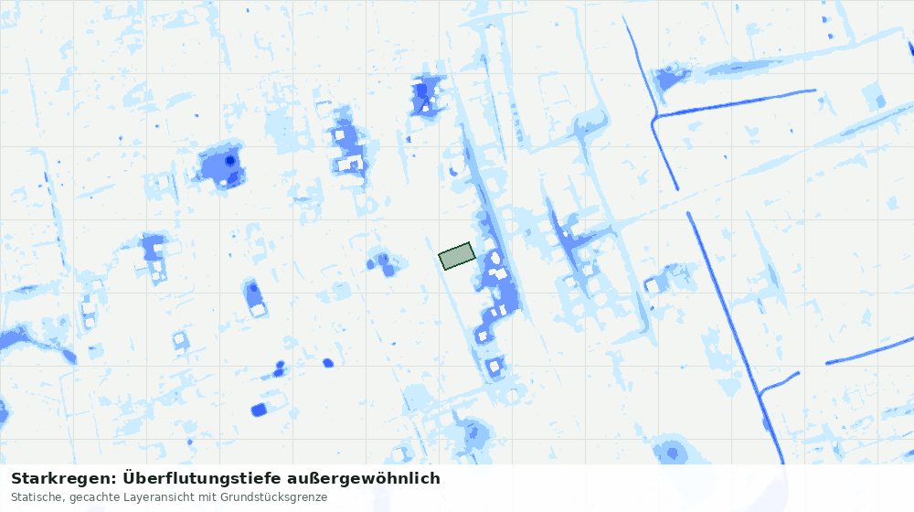 Statische Kartenansicht: Starkregen: Überflutungstiefe außergewöhnlich