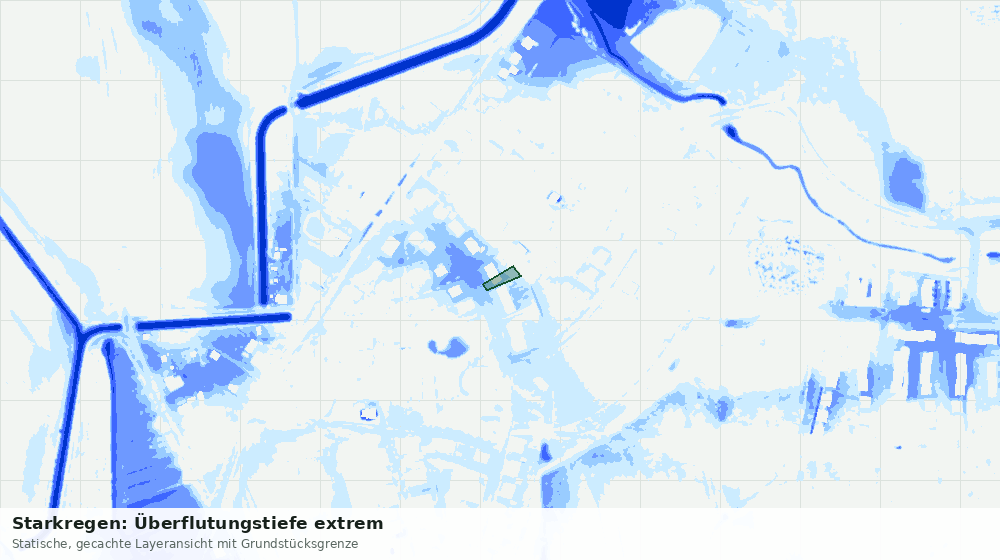 Statische Kartenansicht: Starkregen: Überflutungstiefe extrem