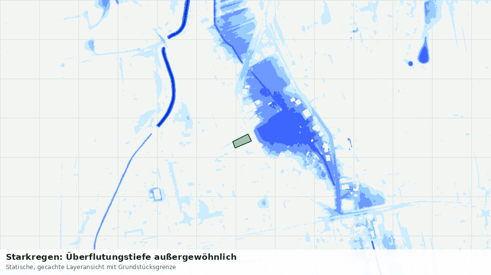 Statische Kartenansicht: Starkregen: Überflutungstiefe außergewöhnlich