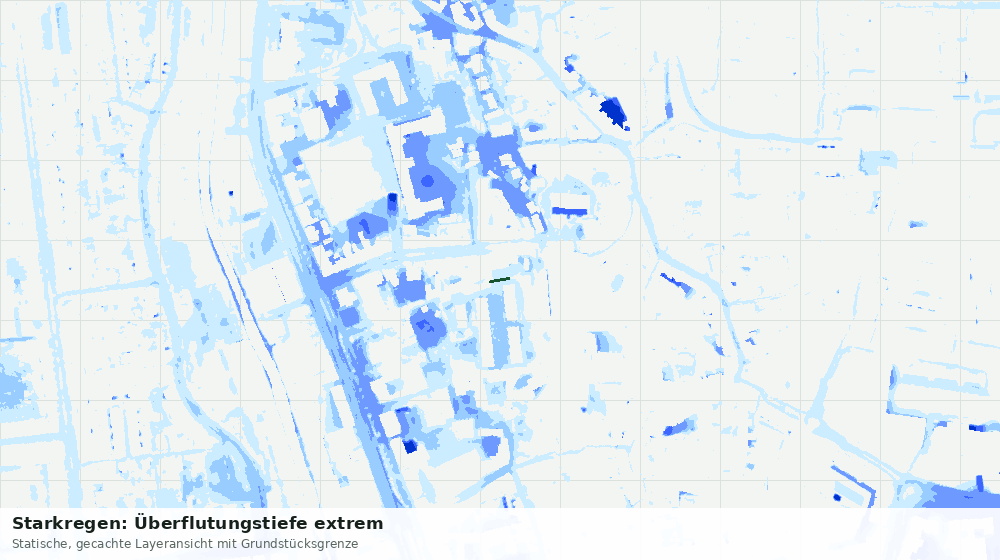 Statische Kartenansicht: Starkregen: Überflutungstiefe extrem
