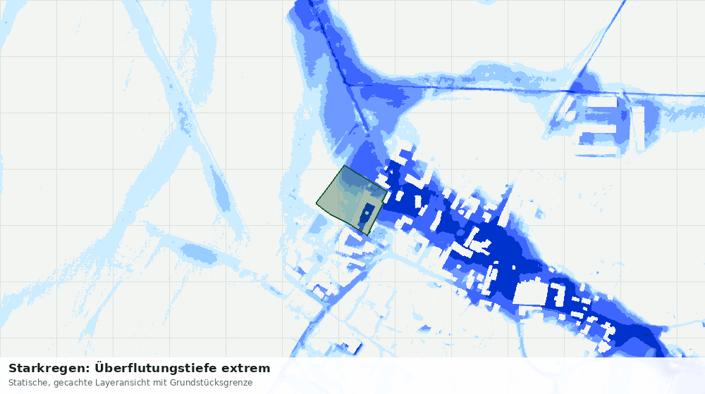 Statische Kartenansicht: Starkregen: Überflutungstiefe extrem