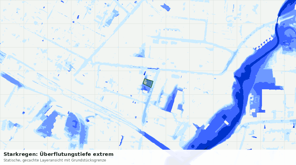 Statische Kartenansicht: Starkregen: Überflutungstiefe extrem