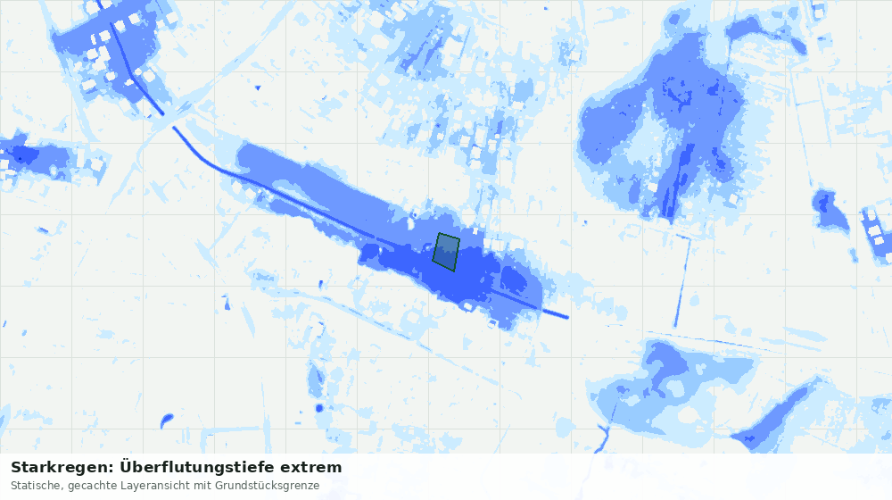 Statische Kartenansicht: Starkregen: Überflutungstiefe extrem