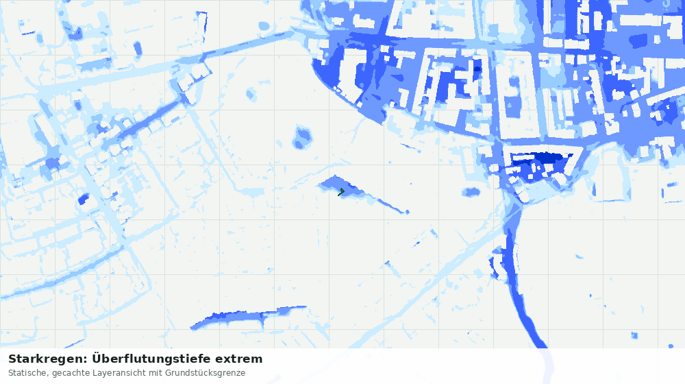 Statische Kartenansicht: Starkregen: Überflutungstiefe extrem