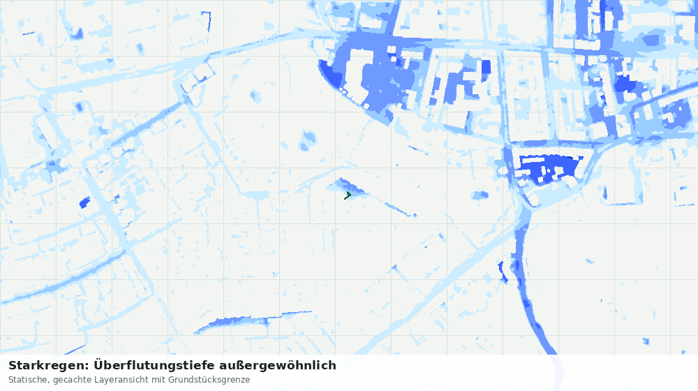 Statische Kartenansicht: Starkregen: Überflutungstiefe außergewöhnlich