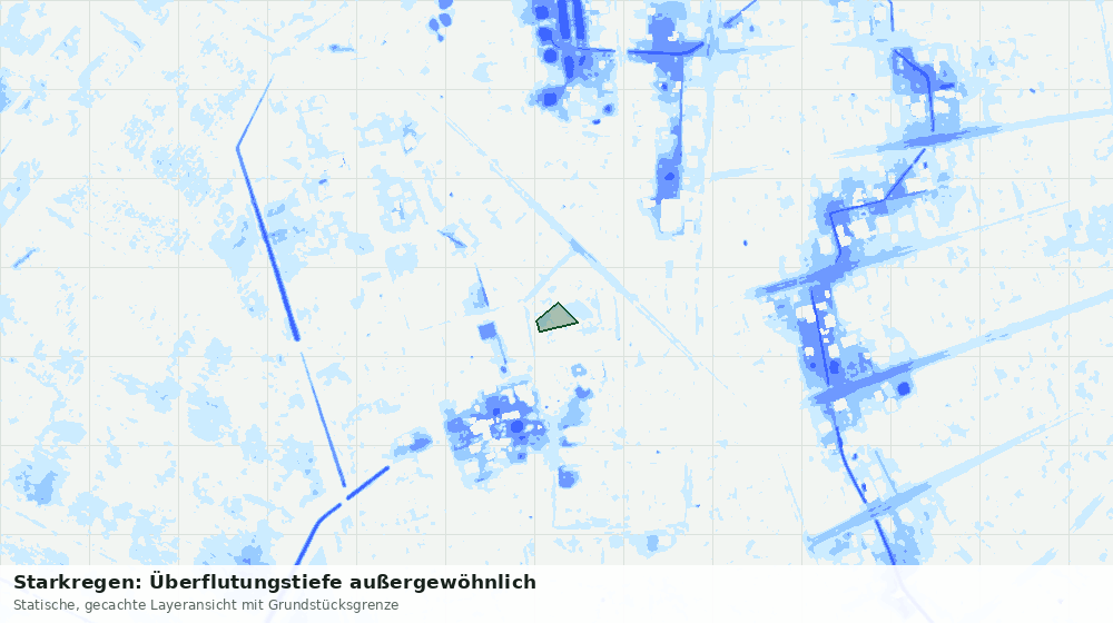 Statische Kartenansicht: Starkregen: Überflutungstiefe außergewöhnlich