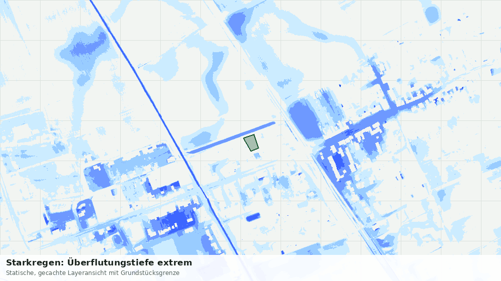 Statische Kartenansicht: Starkregen: Überflutungstiefe extrem