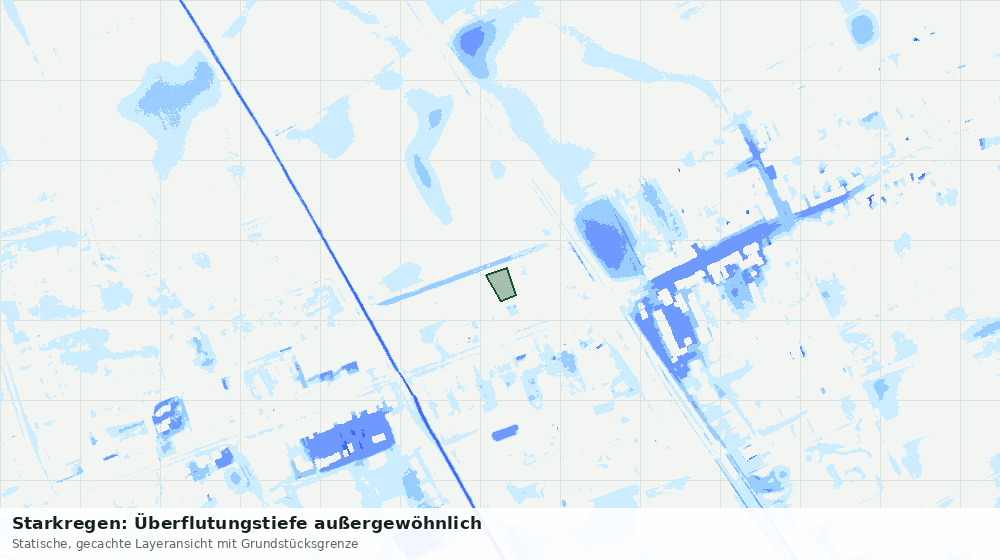 Statische Kartenansicht: Starkregen: Überflutungstiefe außergewöhnlich