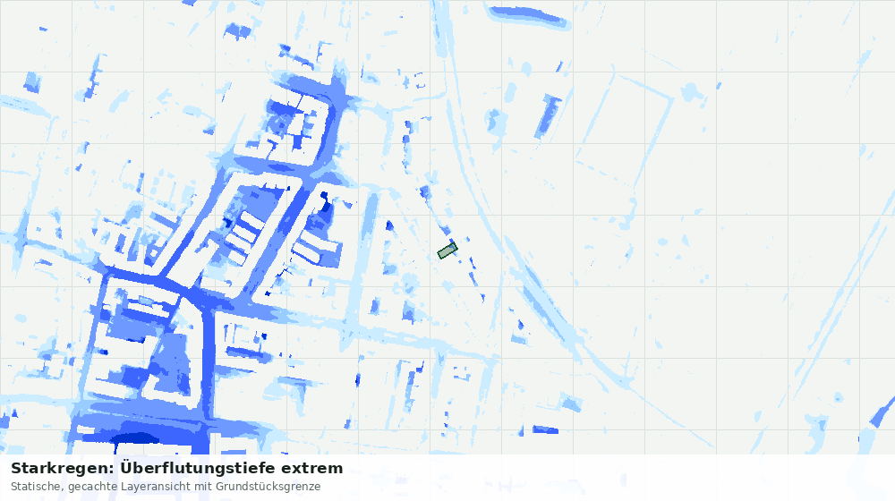 Statische Kartenansicht: Starkregen: Überflutungstiefe extrem