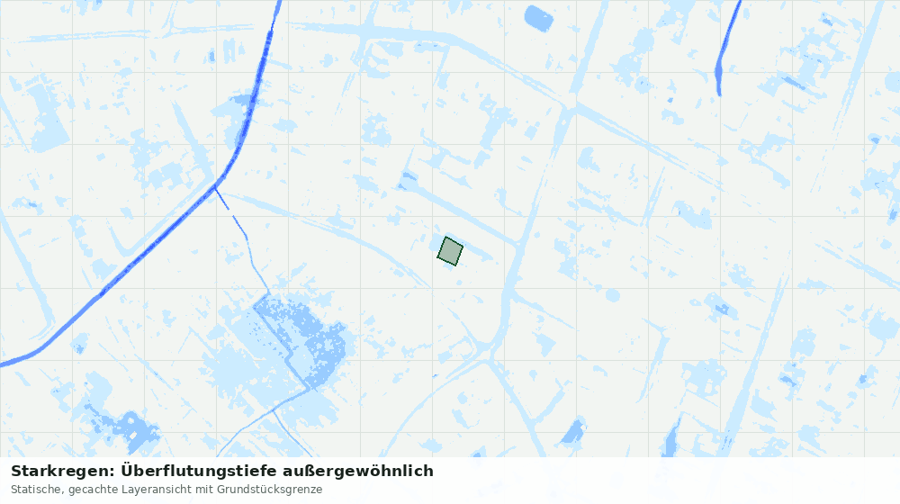 Statische Kartenansicht: Starkregen: Überflutungstiefe außergewöhnlich
