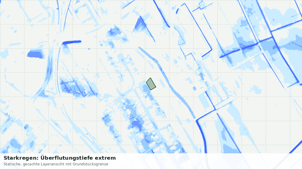 Statische Kartenansicht: Starkregen: Überflutungstiefe extrem