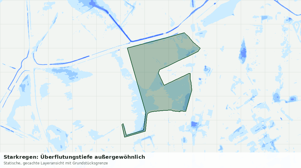 Statische Kartenansicht: Starkregen: Überflutungstiefe außergewöhnlich