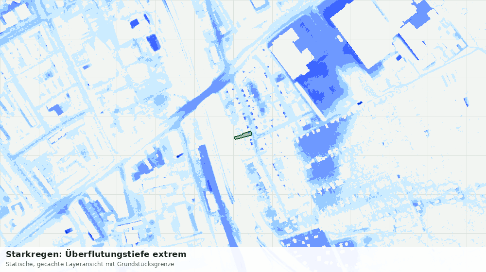Statische Kartenansicht: Starkregen: Überflutungstiefe extrem