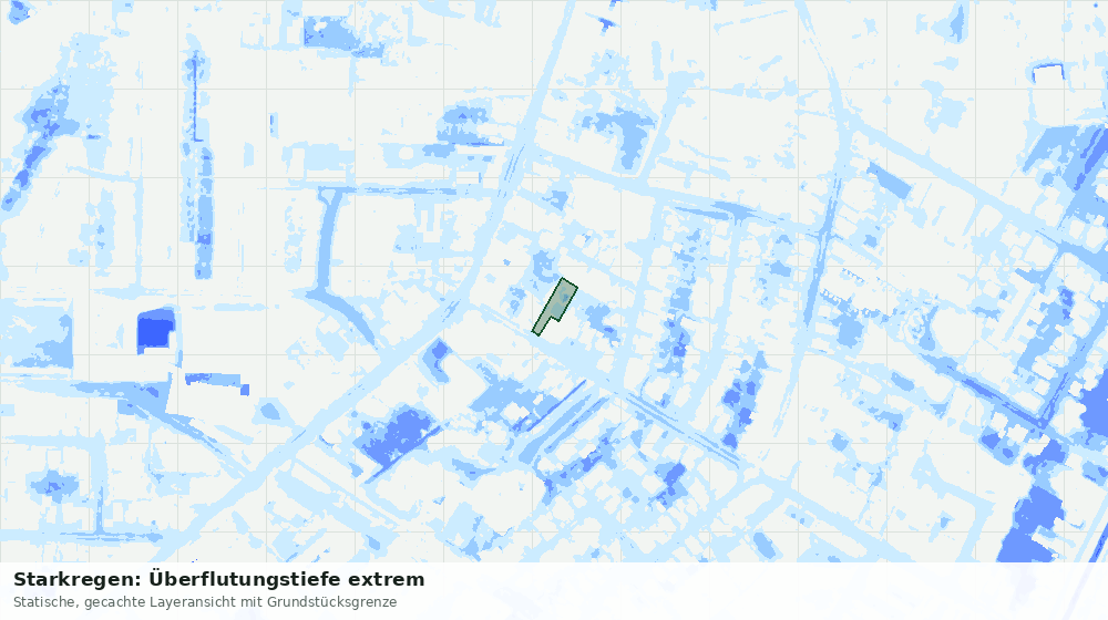 Statische Kartenansicht: Starkregen: Überflutungstiefe extrem