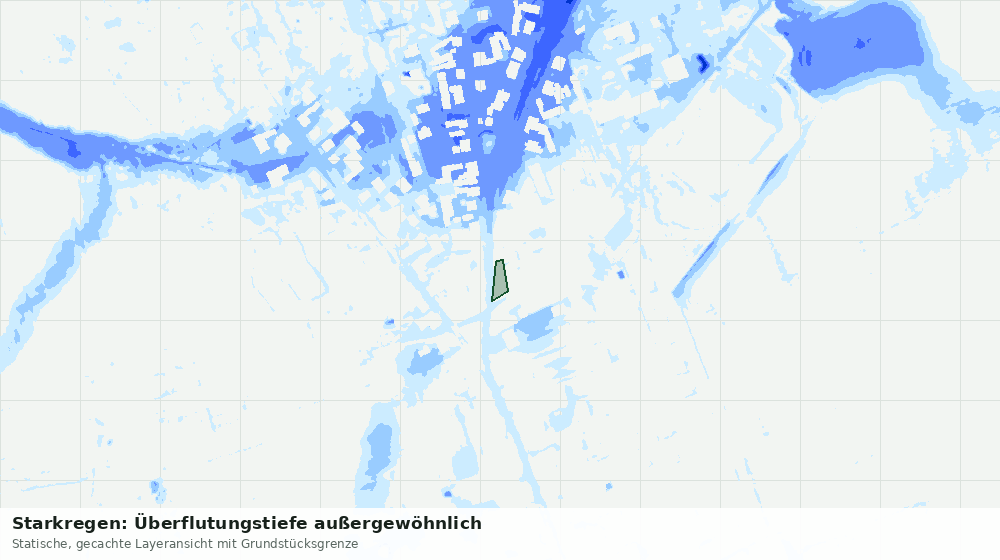 Statische Kartenansicht: Starkregen: Überflutungstiefe außergewöhnlich