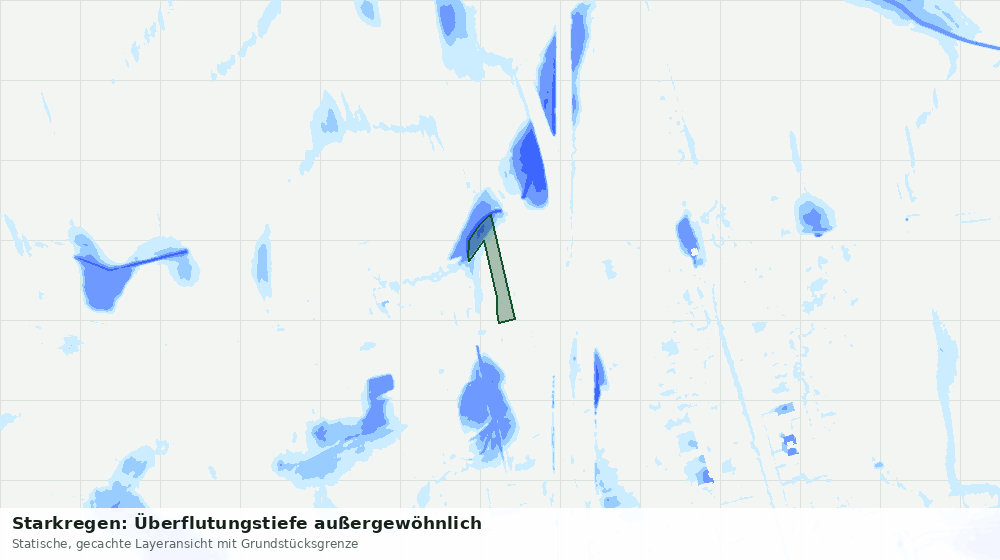 Statische Kartenansicht: Starkregen: Überflutungstiefe außergewöhnlich
