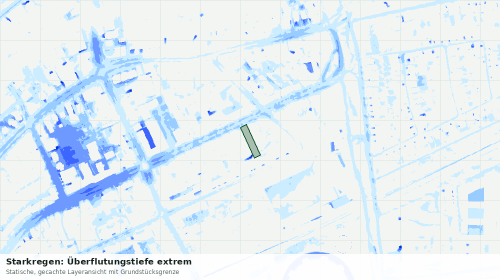 Statische Kartenansicht: Starkregen: Überflutungstiefe extrem