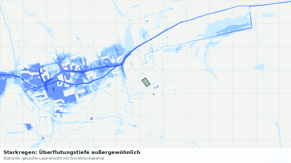 Statische Kartenansicht: Starkregen: Überflutungstiefe außergewöhnlich