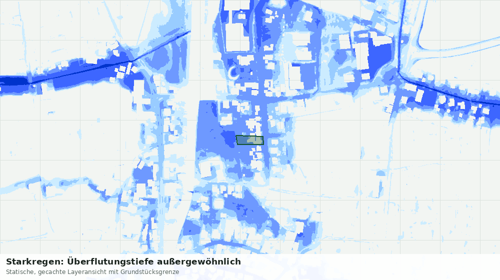 Statische Kartenansicht: Starkregen: Überflutungstiefe außergewöhnlich