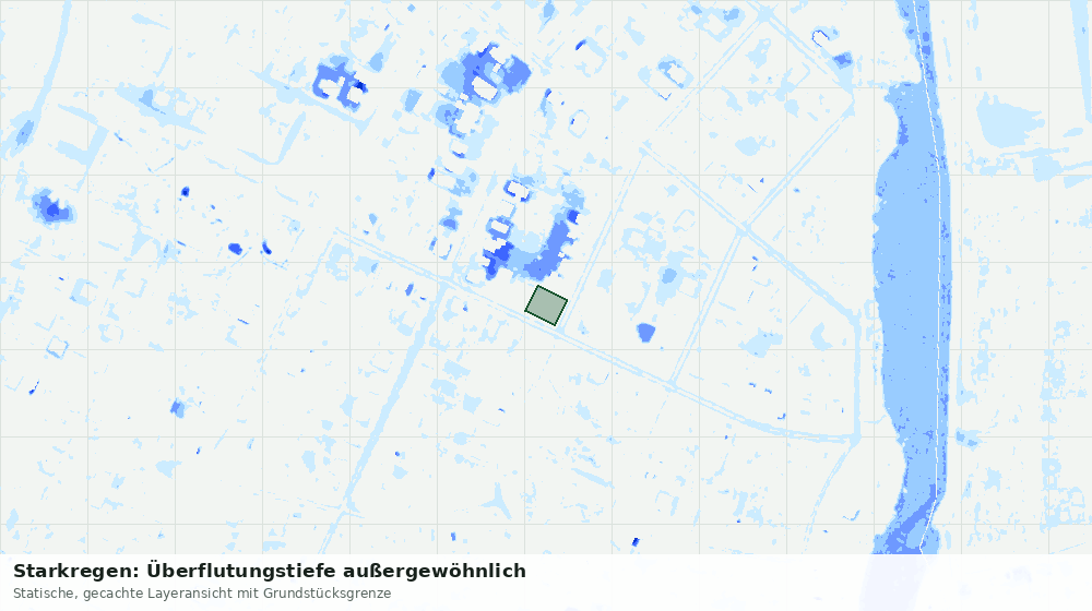 Statische Kartenansicht: Starkregen: Überflutungstiefe außergewöhnlich