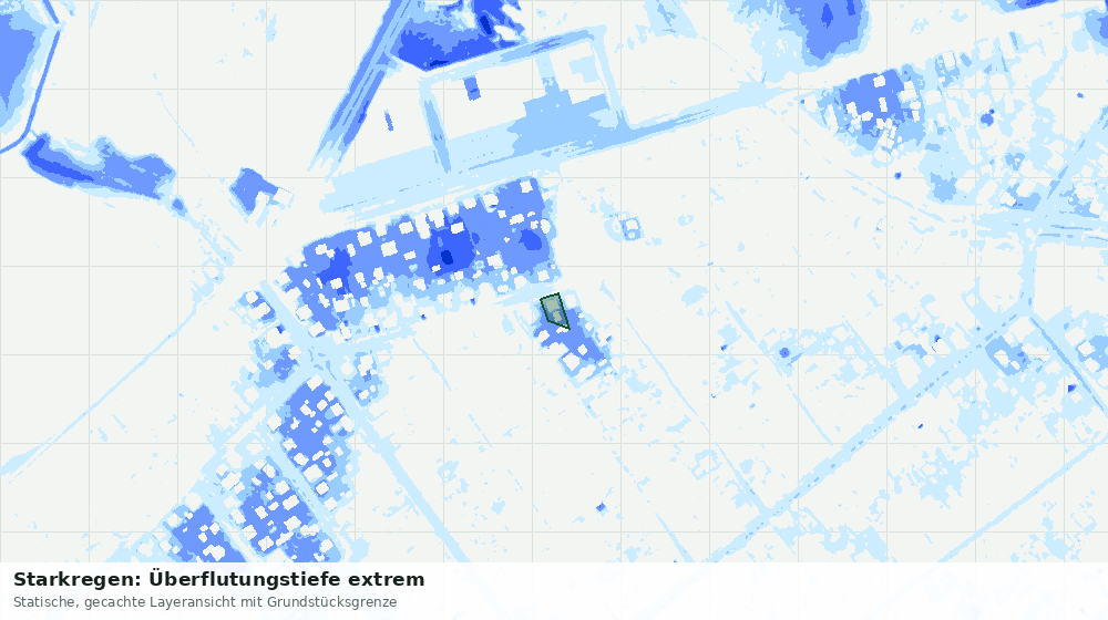 Statische Kartenansicht: Starkregen: Überflutungstiefe extrem