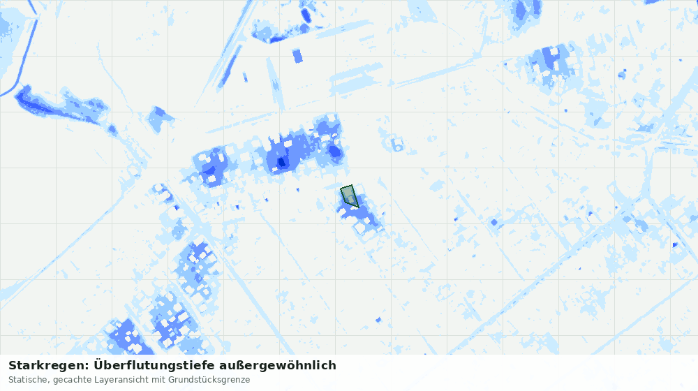 Statische Kartenansicht: Starkregen: Überflutungstiefe außergewöhnlich