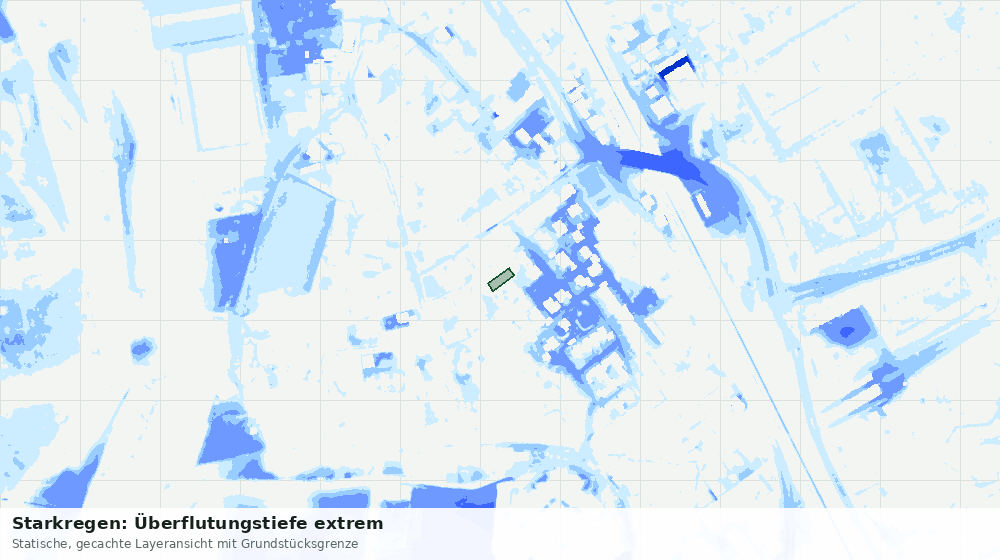 Statische Kartenansicht: Starkregen: Überflutungstiefe extrem
