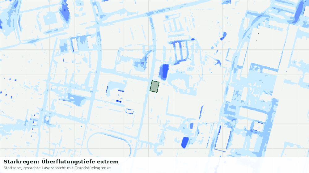 Statische Kartenansicht: Starkregen: Überflutungstiefe extrem
