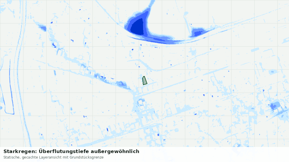 Statische Kartenansicht: Starkregen: Überflutungstiefe außergewöhnlich
