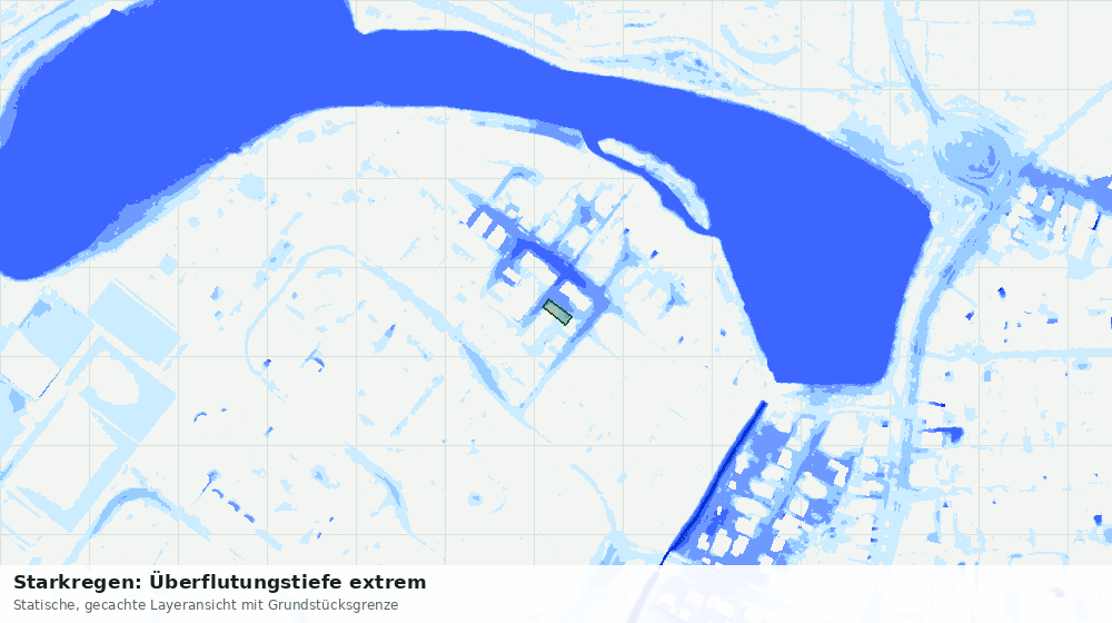 Statische Kartenansicht: Starkregen: Überflutungstiefe extrem
