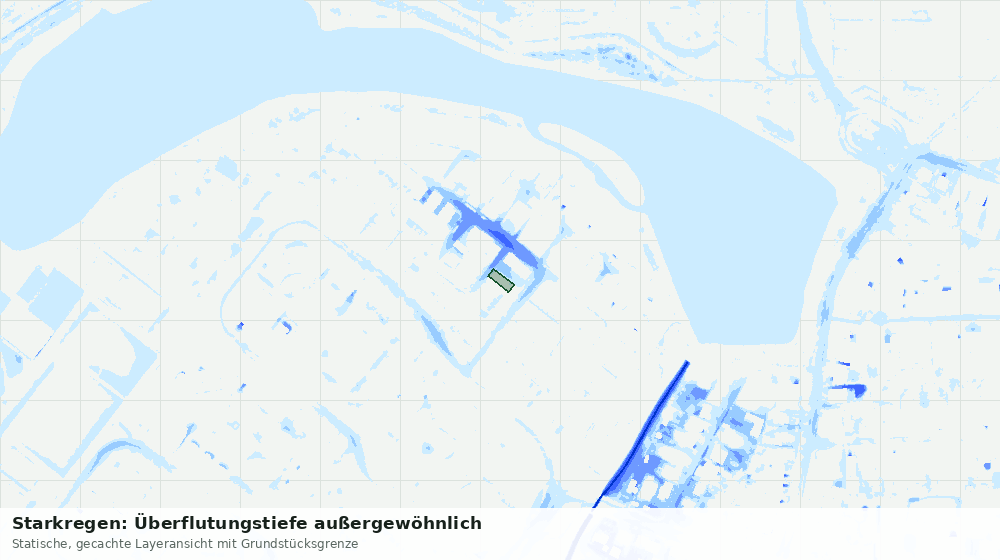 Statische Kartenansicht: Starkregen: Überflutungstiefe außergewöhnlich