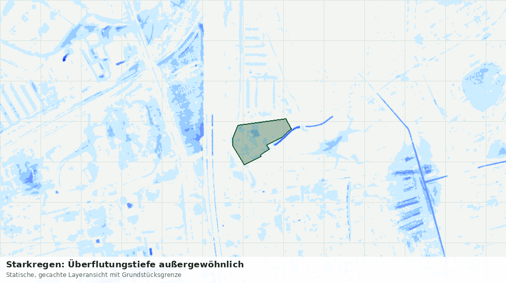 Statische Kartenansicht: Starkregen: Überflutungstiefe außergewöhnlich