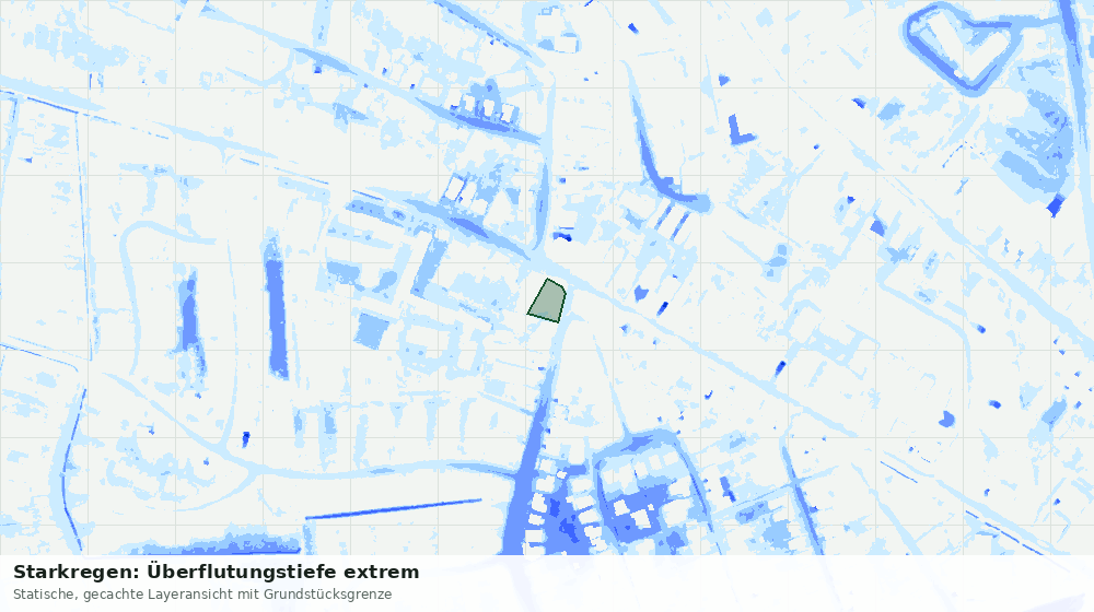 Statische Kartenansicht: Starkregen: Überflutungstiefe extrem
